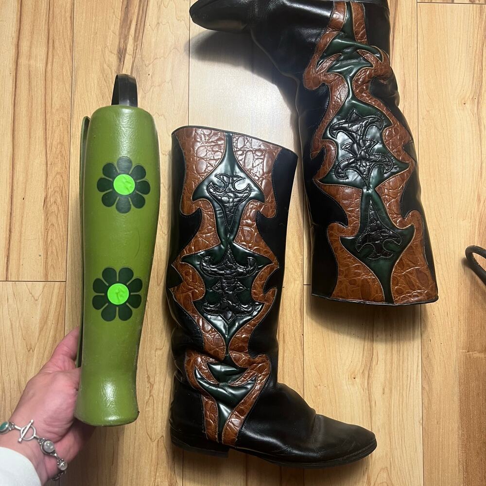 VINTAGE 70s Custom Made Gogo Boots Size 7.5 With Vintage Boot Trees Mod